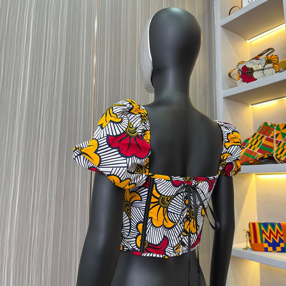 Handmade African Print Lace-Up Corset