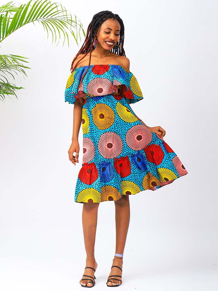 AVA OFF SHOULDER DRESS AFRICAN STYLE