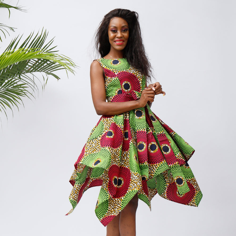 Women African Print Dresses Traditional Clothing Casual Party Dress - SHENBOLEN