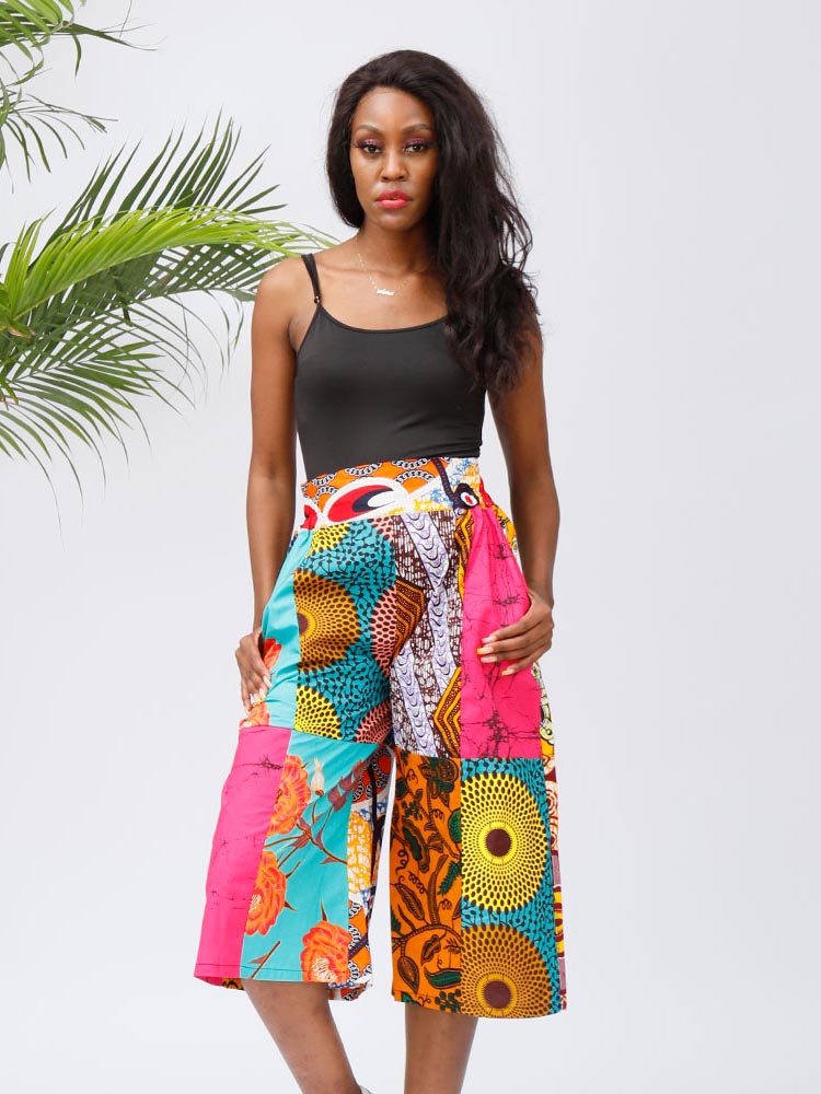 African Pant Fashion Ankara Print Wide Leg Shorts