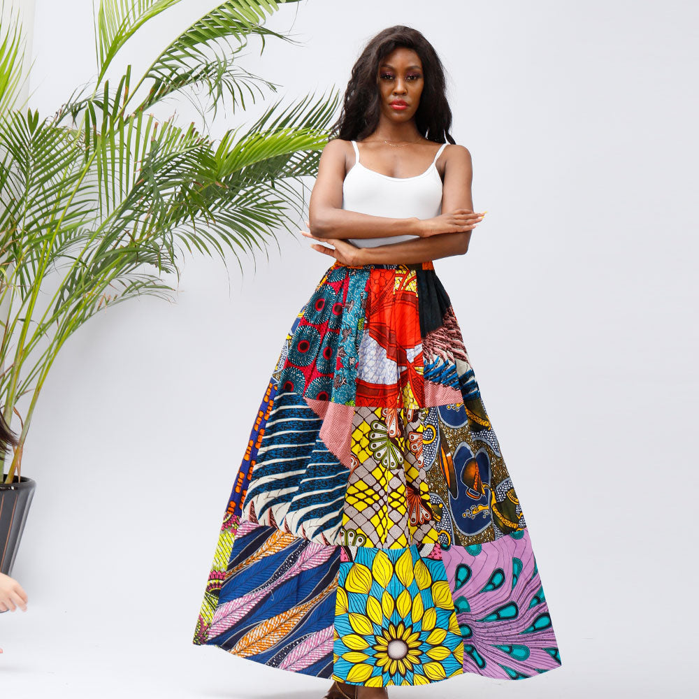 African Clothing Print Skirt Ankara Traditional Long Skirts One size - SHENBOLEN