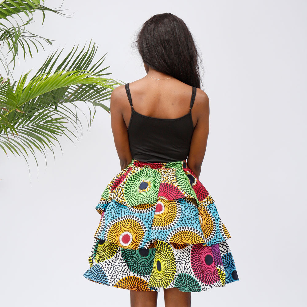 Fashion Women Skirt African Traditional Costume Flower Print Casual Dashiki Skirt - SHENBOLEN