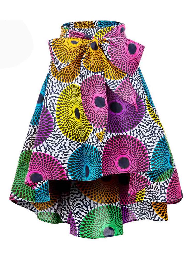 African Ankara Skirt Flower Print Casual