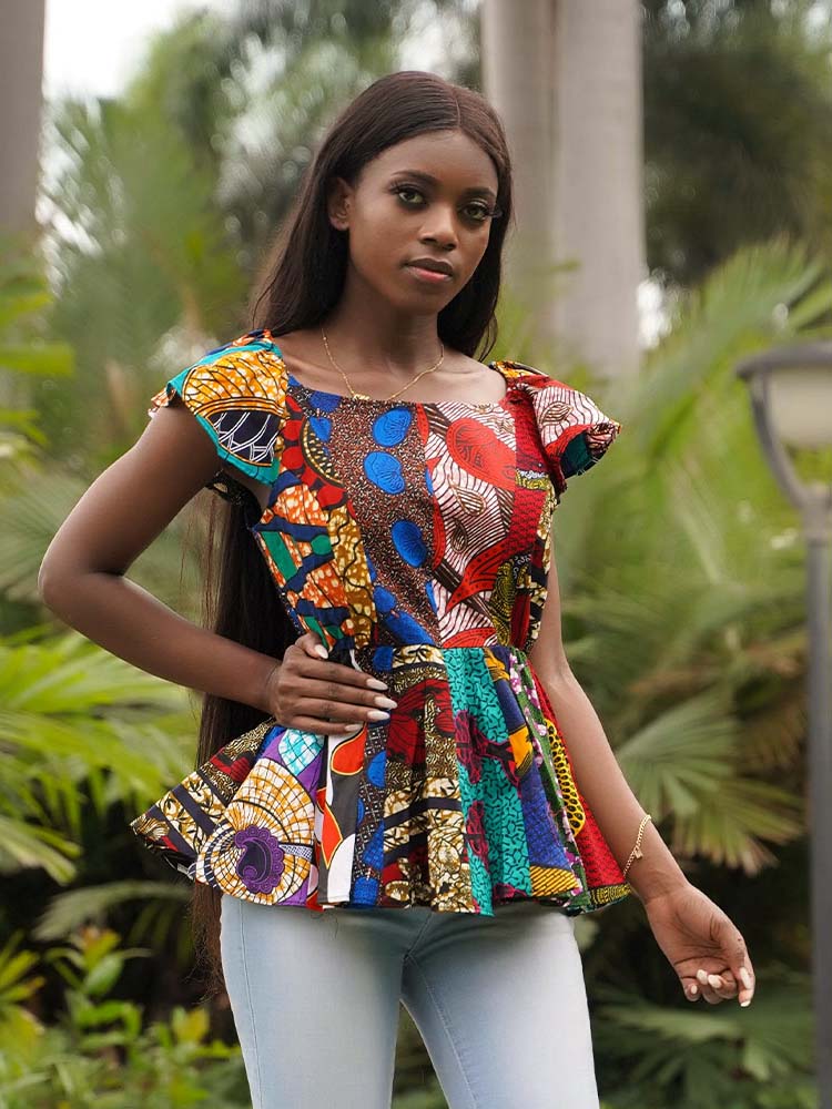 African Fashion Top Ankara Mix Sewing
