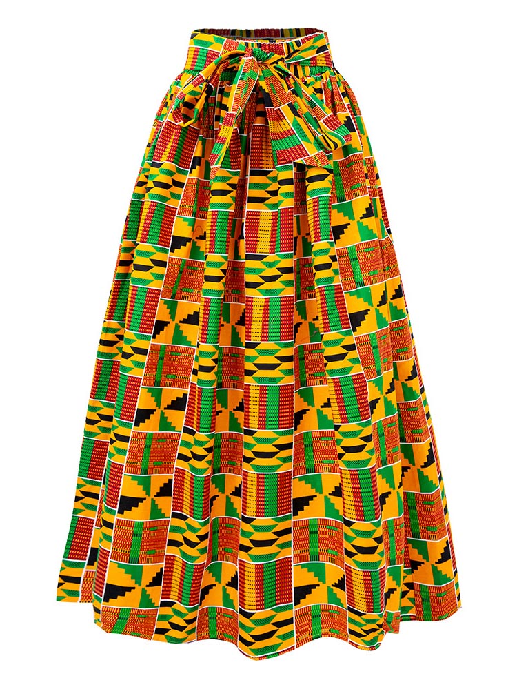 African Ankara Wax Print Maxi Skirt