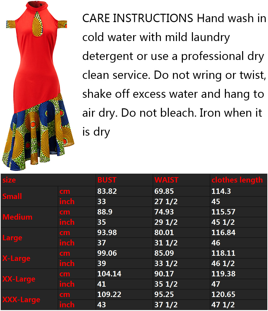 Fashion Cold Shoulder Ankara Dress (Red) - SHENBOLEN
