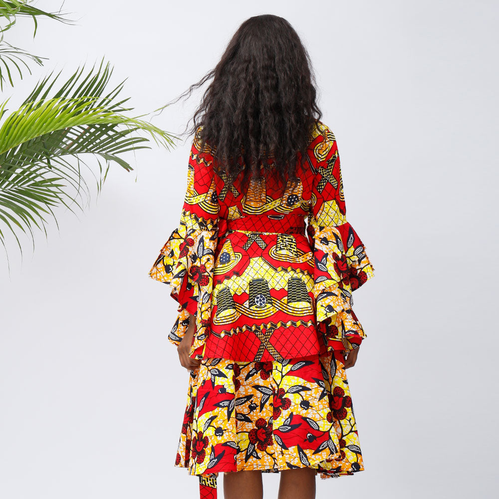 Women's Ankara Dresses African Floral Print Dress - SHENBOLEN